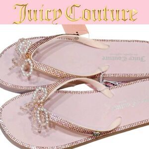 Juicy Couture Spoiled Brat 2 Embellished Flip-Flop Sandals- Blush